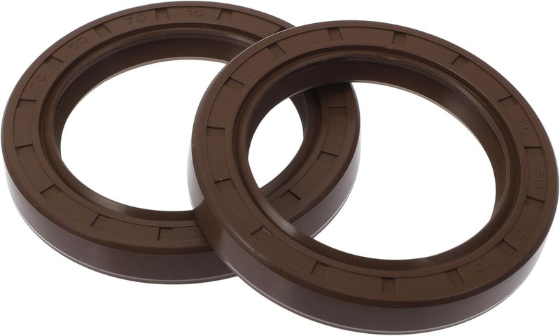 VekAuto Universal Oil Seal TC Double Lip W Steel Spring Seal Ring Rotary Shaft Seal 50x70x10mm High Pressure FKM Rubber Brown 2 Pcs - Image 1
